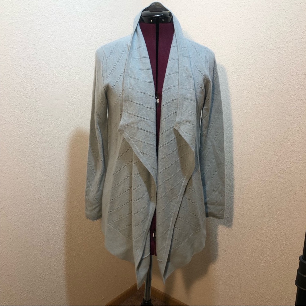 Neiman Marcus Open Cardigan Sweater Light Blue NTW 100% Cashmere